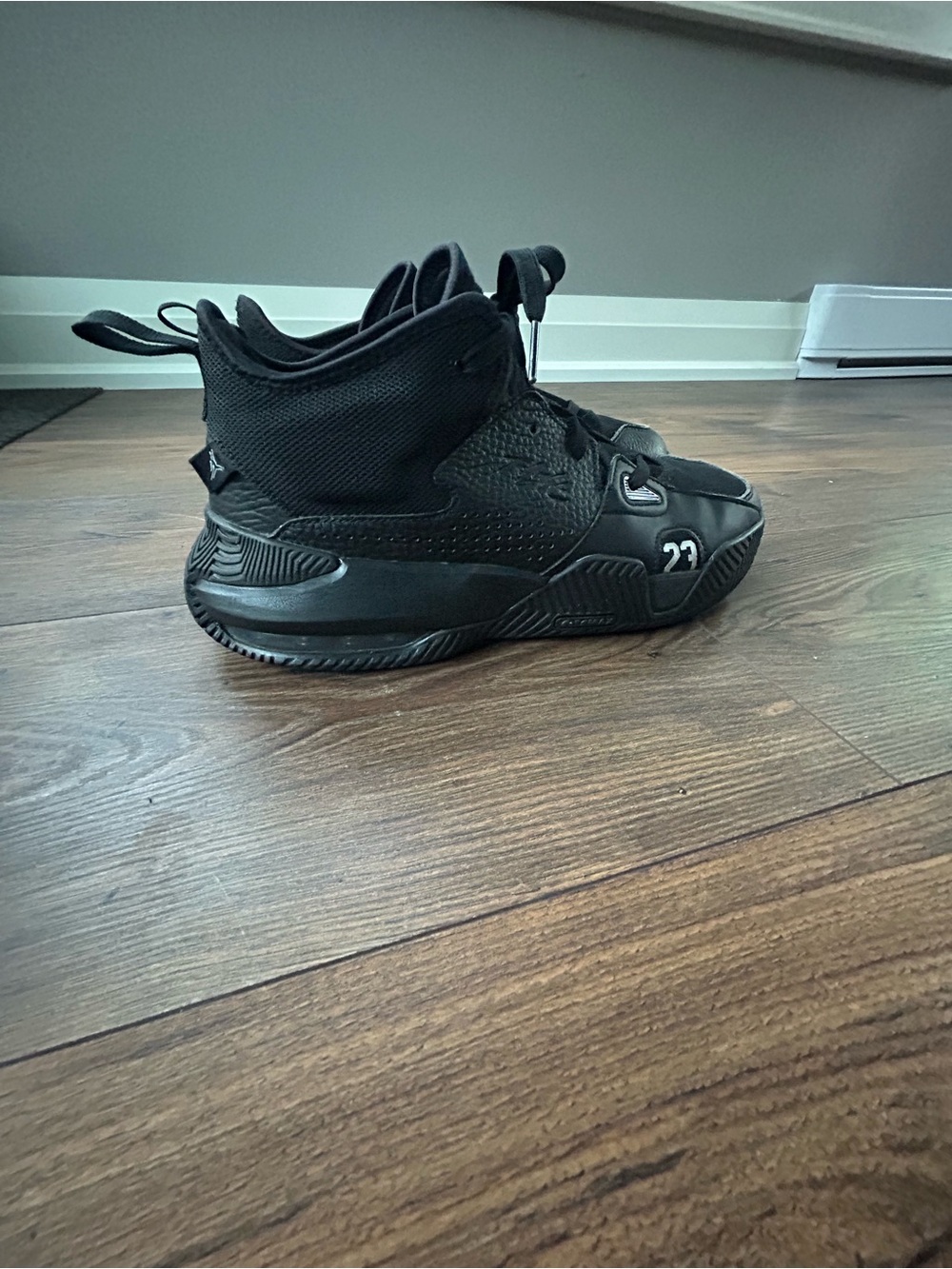 Jordan Stay Loyal 2 Kids Black High-Top Basketball Sneakers with 23 Detail